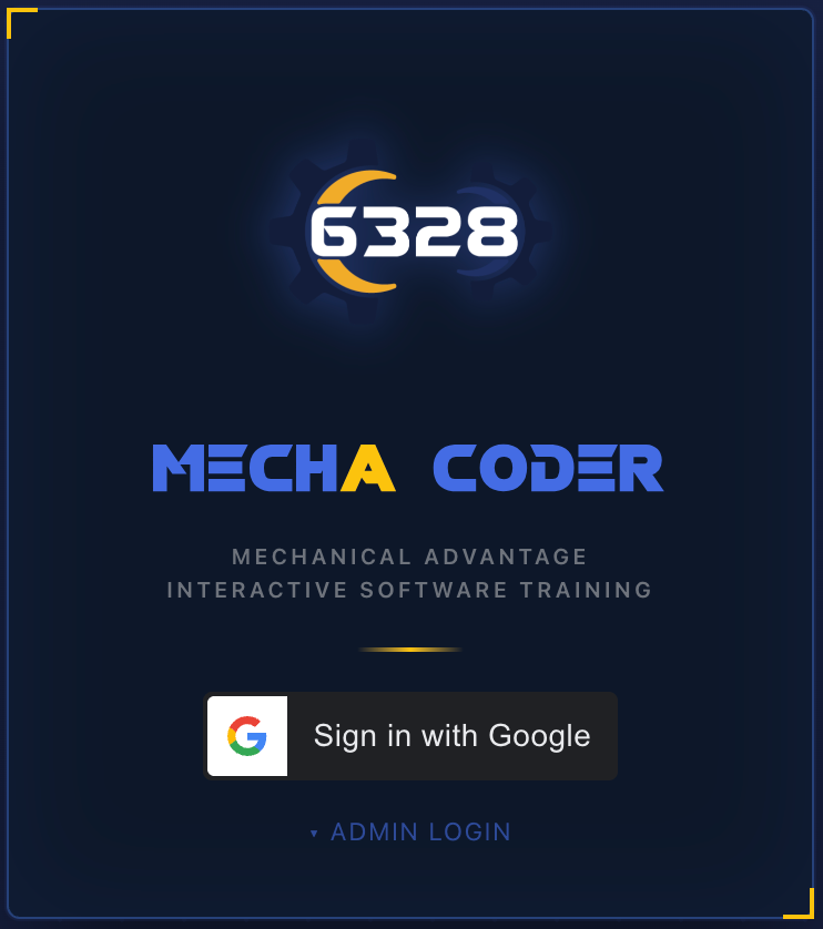 Mech-A Coder login screen