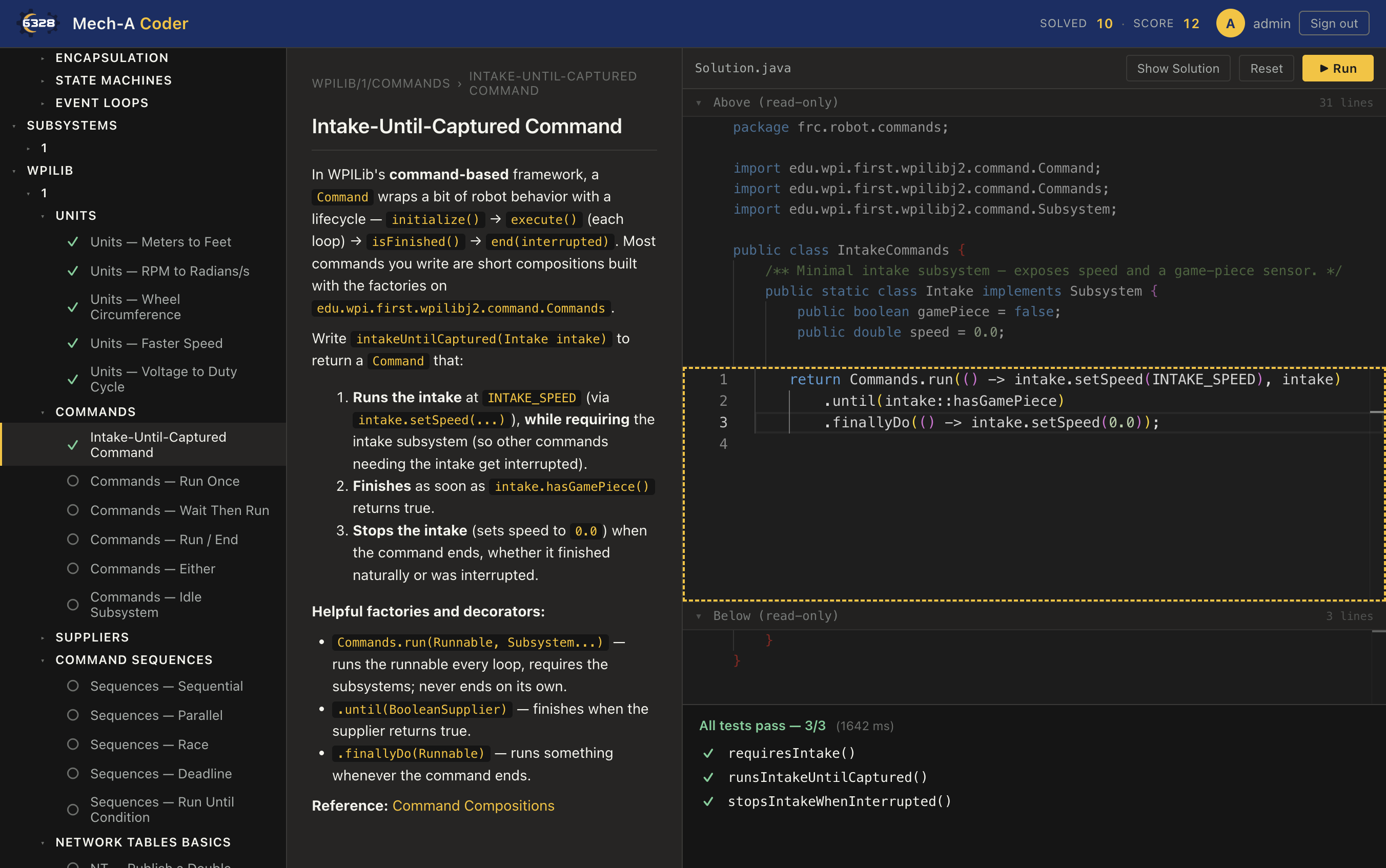 Mech-A Coder challenge editor